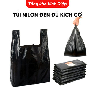 Túi Nilon Đen Đủ Kích Thước 1-20kg - Có Quai Xách, Đóng Hàng Đựng Rác, Chất Liệu Dẻo Dai