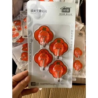 VỈ 4 MÓC HOA MAI XANH CAM - Vỉ 4 Móc Dán Tường Siêu Dính Hình Hoa 4 Cánh Màu Sắc Sặc Sỡ Treo Đồ: MOCDANTUONG62