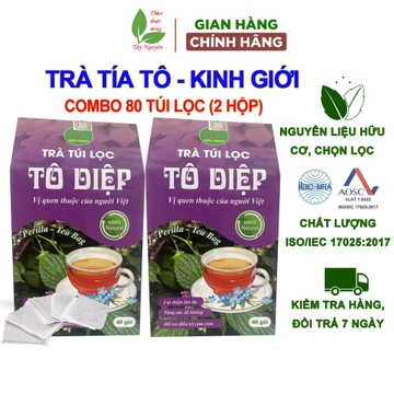 80 gói trà túi lọc tô diệp Bảo Khang, trà lá tía tô + kinh giới + gừng, trà thảo mộc tự nhiên