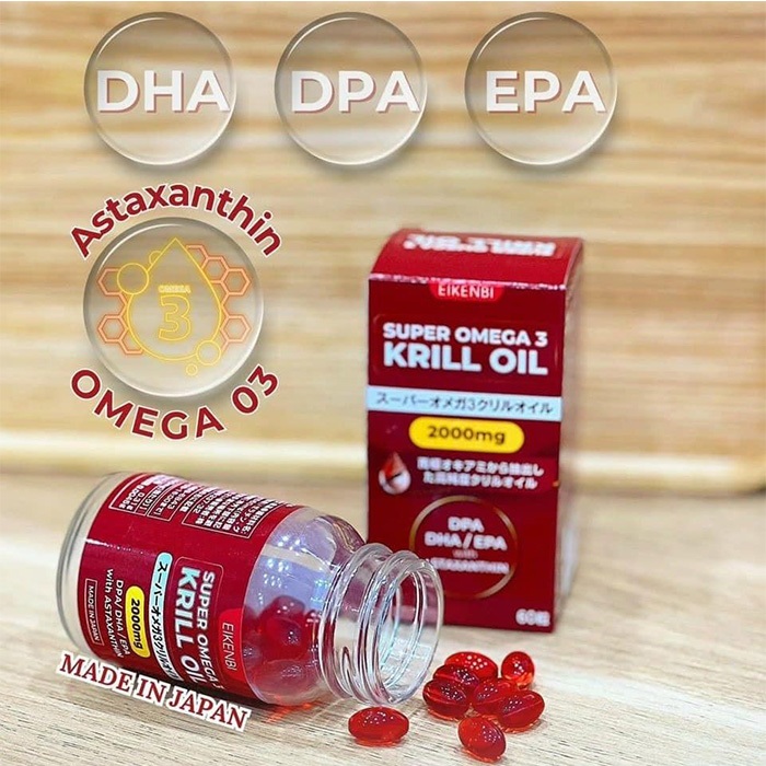 Viên Uống Dầu Nhuyễn Thể Super Omega 3 Krill Oil 2000mg Eikenbi [Hộp 60 viên]