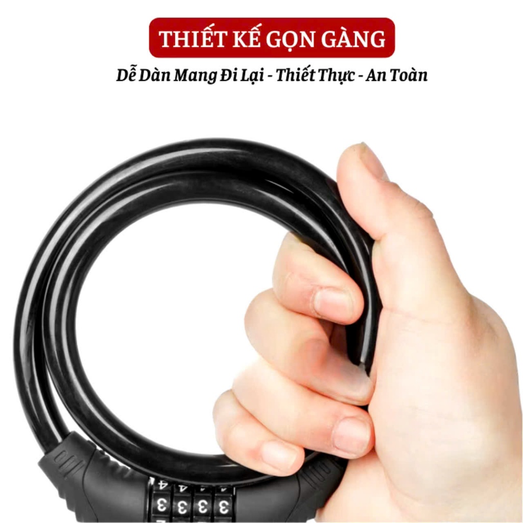 KHÓA XE ĐẠP , XE MÁY SỐ CHỐNG TRỘM,  Khoá xe đạp, phụ kiện xe đạp khóa dây chống trộm loại xịn MK 4 số cao cấp khóa xe