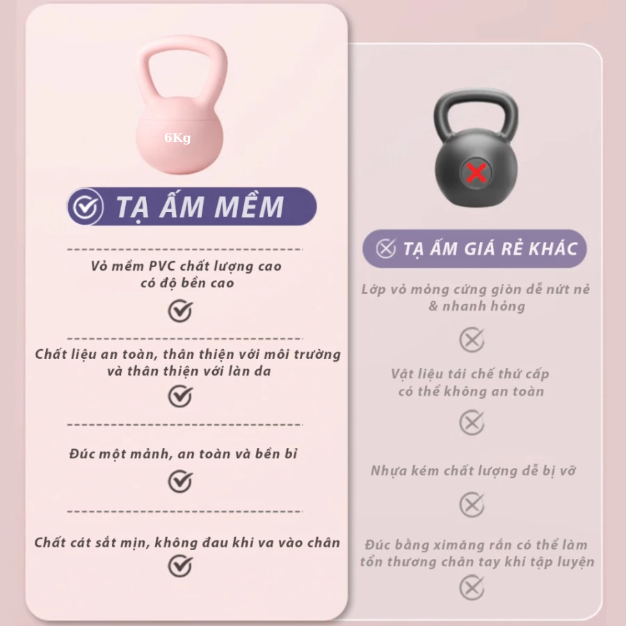 Ảnh OneTwoFit Tạ Bình Vôi,Tạ Ấm, Tạ chuông mềm Tập Gym Tập Mông Đùi Gym Thể Dục Tại Nhà 4KG 6KG 4