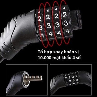 Dây khoá 4 số đổi được mật mã dễ dàng sử dụng an toàn cho xe,  KHÓA XE CHỐNG TRỘM - KHOASO768,