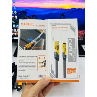 Bộ sạc 65W 3 cổng 2 cổng Type C + 1 cổng USB + dây sạc bọc dù 4 trong 1 Sạc Nhanh và An Toàn