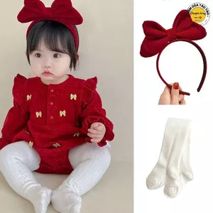 Bodysuit nhung đỏ hàng qccc thu đông cho bé gái Hàn Quốc xinh xỉu chất đẹp