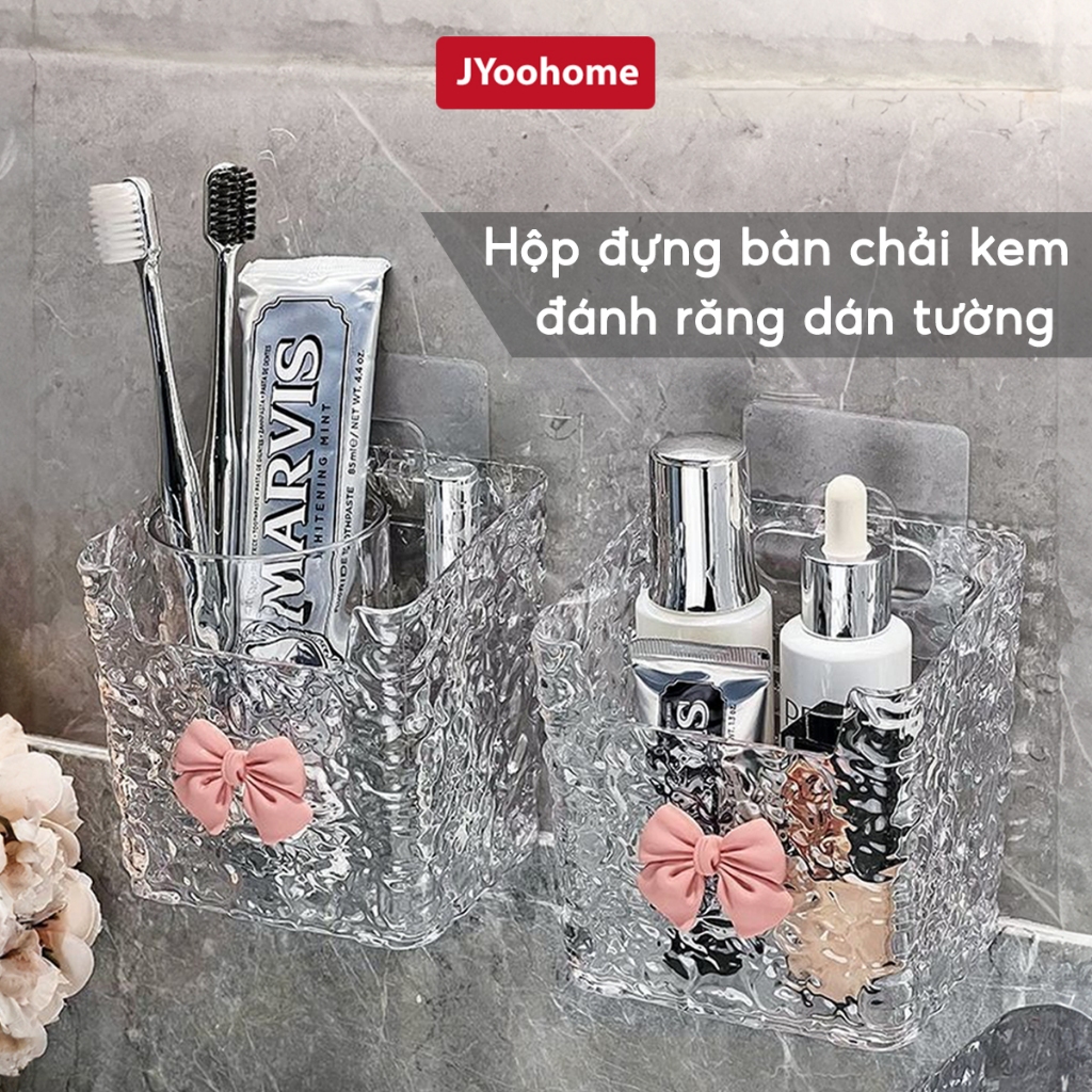 Khay Đựng Đồ Dán Tường JYoohome Kệ Đựng Bông Tẩy Trang, Đồ Trang Điểm Mỹ Phẩm Nhà Tắm Trong Suốt