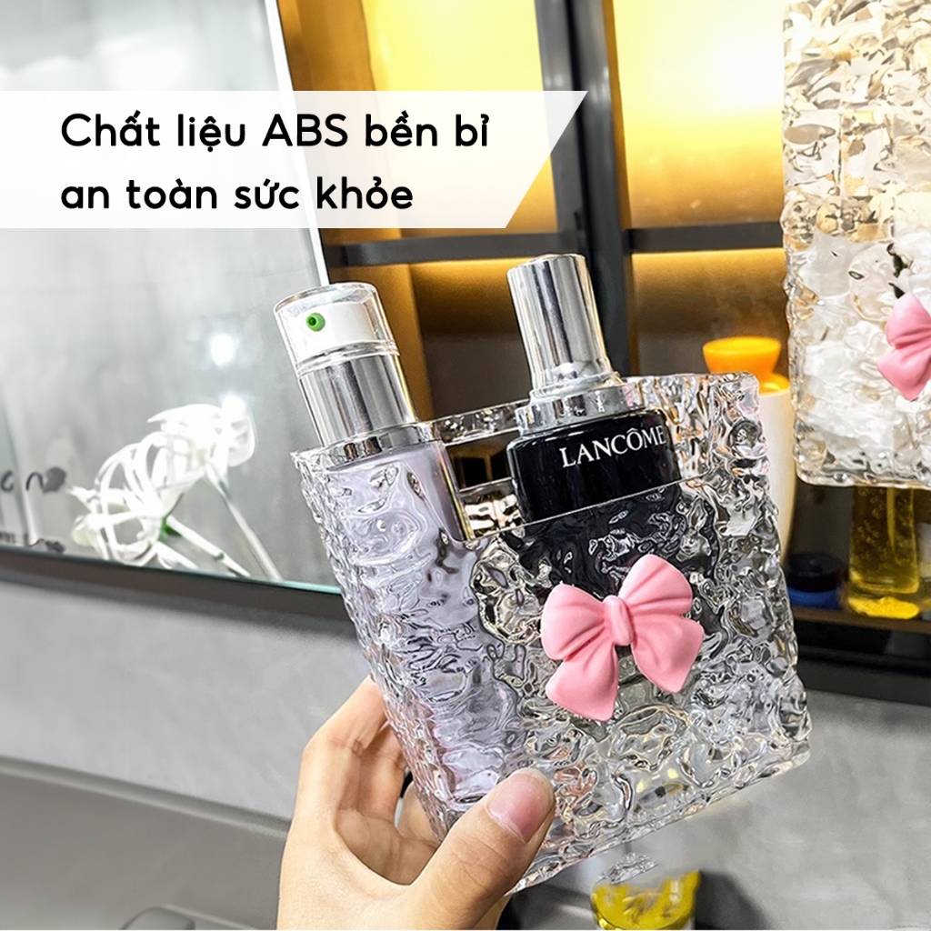 Khay Đựng Đồ Dán Tường JYoohome Kệ Đựng Bông Tẩy Trang, Đồ Trang Điểm Mỹ Phẩm Nhà Tắm Trong Suốt