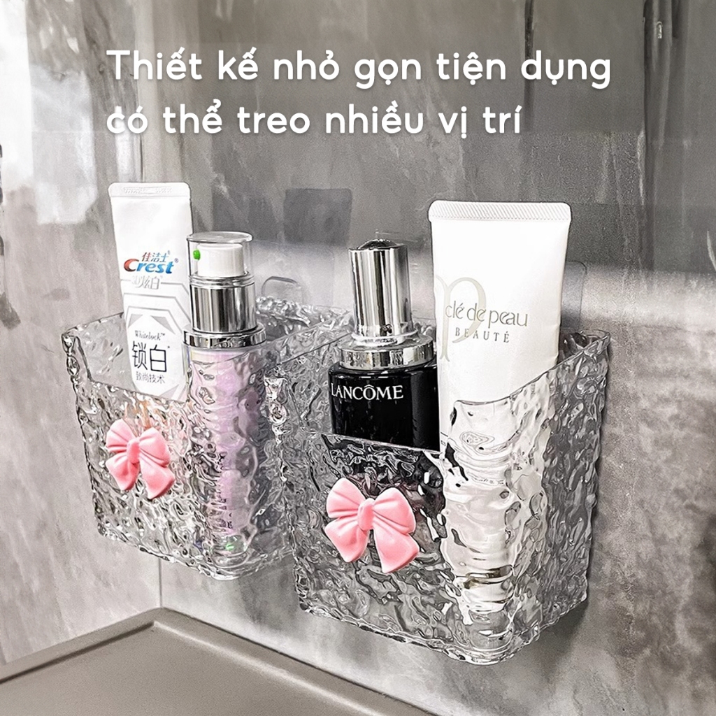Khay Đựng Đồ Dán Tường JYoohome Kệ Đựng Bông Tẩy Trang, Đồ Trang Điểm Mỹ Phẩm Nhà Tắm Trong Suốt