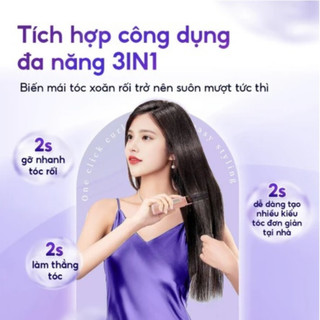 Lược Điện Chải Tóc Không Dây Giúp Tóc Suôn Mượt, Tạo Kiểu, Vào Nếp Nhanh Với 4 Mức Nhiệt
