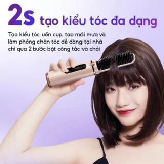 Lược Điện Chải Tóc Không Dây Giúp Tóc Suôn Mượt, Tạo Kiểu, Vào Nếp Nhanh Với 4 Mức Nhiệt