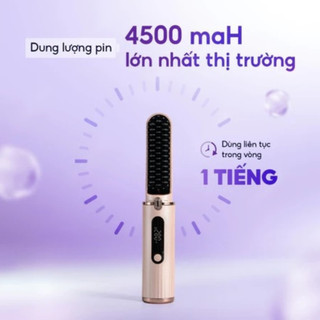 Lược Điện Chải Tóc Không Dây Giúp Tóc Suôn Mượt, Tạo Kiểu, Vào Nếp Nhanh Với 4 Mức Nhiệt