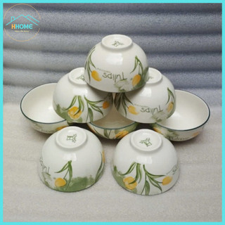 Bộ 10 Chén Sứ Ăn Cơm 11.5cm – Họa Tiết Hoa Tulip Sang Trọng, Bát Sứ Cao Cấp – HùngHome