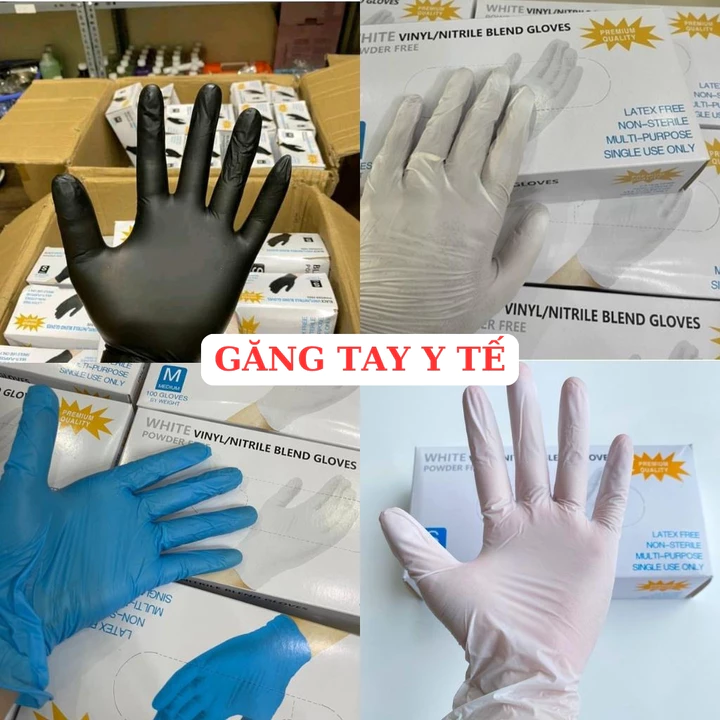 Găng Tay Y Tế Không Bột Hộp 100 Chiếc, Bao Tay Cao Su Y Tế ,Sử Dụng Trong Tóc Spa Phun Xăm