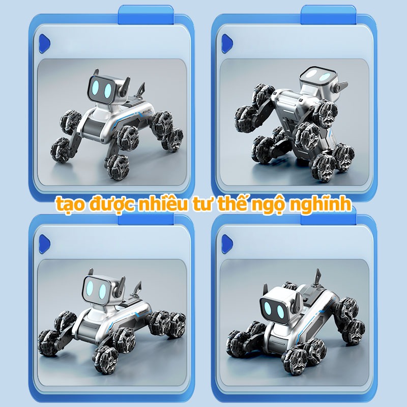 Đồ Chơi Robot Chó Thông Minh Điều Khiển Từ Xa Siêu Cute, 8 Bánh Xe Linh Hoạt Có Thể Di Chuyển Trên Nhiều Địa Hình
