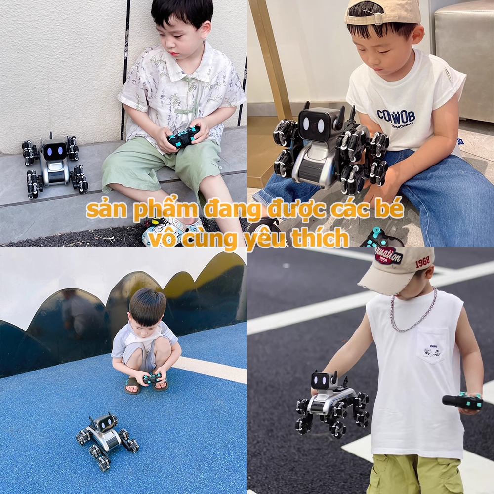 Đồ Chơi Robot Chó Thông Minh Điều Khiển Từ Xa Siêu Cute, 8 Bánh Xe Linh Hoạt Có Thể Di Chuyển Trên Nhiều Địa Hình