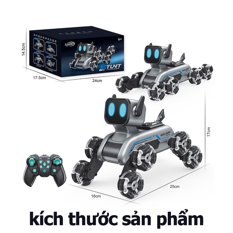 Đồ Chơi Robot Chó Thông Minh Điều Khiển Từ Xa Siêu Cute, 8 Bánh Xe Linh Hoạt Có Thể Di Chuyển Trên Nhiều Địa Hình