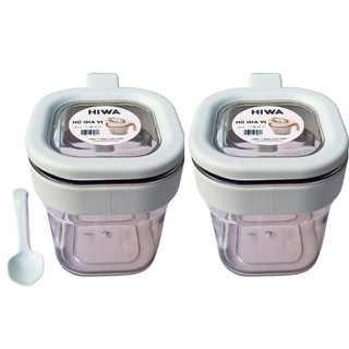 Bộ hũ gia vị vuông Hiwa 2 khay, nắp đậy kín, kèm muỗng