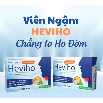 ✅Viên ngậm thảo dược Heviho không đường hỗ trợ giảm ho đờm đau rát họng khan tiếng viêm họng viêm phế quản hộp3vỉ*6 viên