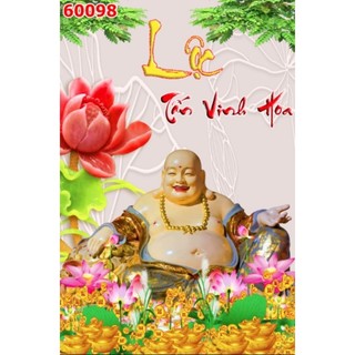 Tranh cây kim tiên dán tường, tranh thần tài di lặc, tranh in trên chất liệu vải lụa (shop tặng kèm keo dán)