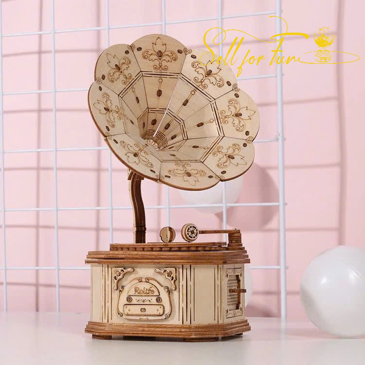 Đồ Chơi Lắp Ráp Mô Hình Gỗ 3D ROBOTIME ROLIFE Mô Hình Máy Hát Cổ Điển Gramophone TG408