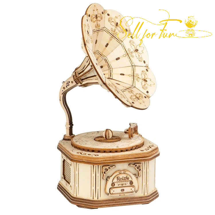 Đồ Chơi Lắp Ráp Mô Hình Gỗ 3D ROBOTIME ROLIFE Mô Hình Máy Hát Cổ Điển Gramophone TG408