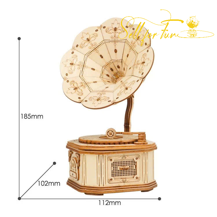 Đồ Chơi Lắp Ráp Mô Hình Gỗ 3D ROBOTIME ROLIFE Mô Hình Máy Hát Cổ Điển Gramophone TG408