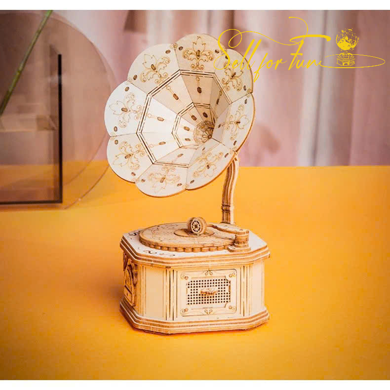 Đồ Chơi Lắp Ráp Mô Hình Gỗ 3D ROBOTIME ROLIFE Mô Hình Máy Hát Cổ Điển Gramophone TG408