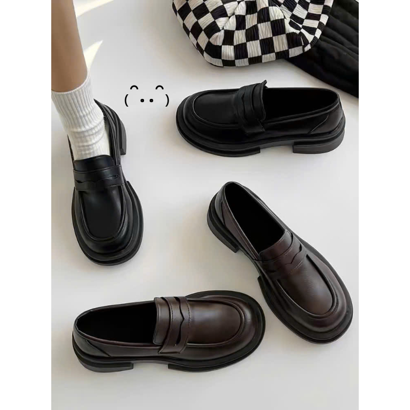 GIÀY LƯỜI NỮ DA NHÁM ĐẾ THẤP - GIÀY LOLITA NỮ ĐẾ BẰNG LOAFER NHẬT BẢN