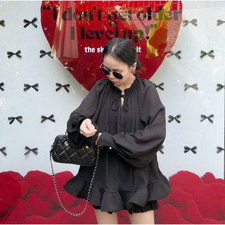 [V1.828] Váy Tơ Babydoll Tay Dài Hàng 2 Lớp Cổ V Form Xoè 3 Màu Siêu Xinh (lót lụa, tay khuy ngọc)