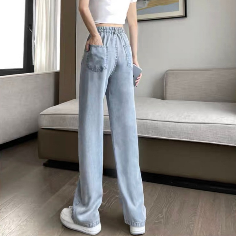 Quần Jeans lưng thun HAZEE thiết kế 2in1 (Khóa + Chun) chất liệu mềm mịn co giãn quần ống rộng