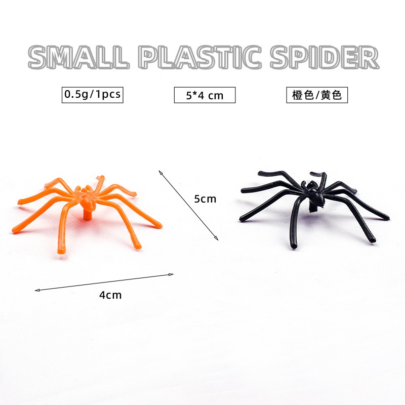 Nhện nhựa màu đen màu cam trang trí halloween gắn trên tơ nhện , mạng nhện