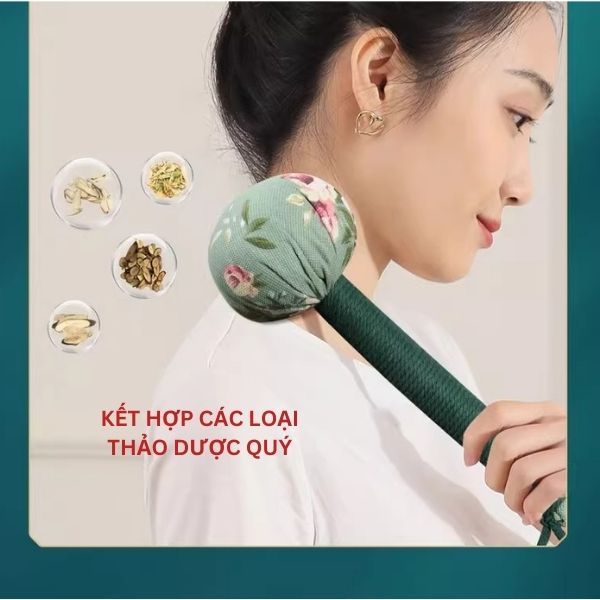 Búa dưỡng sinh thảo dược đấm lưng cán dài 31cm tiện dụng, giảm đau nhức mỏi cổ gáy, lưng, tay chân