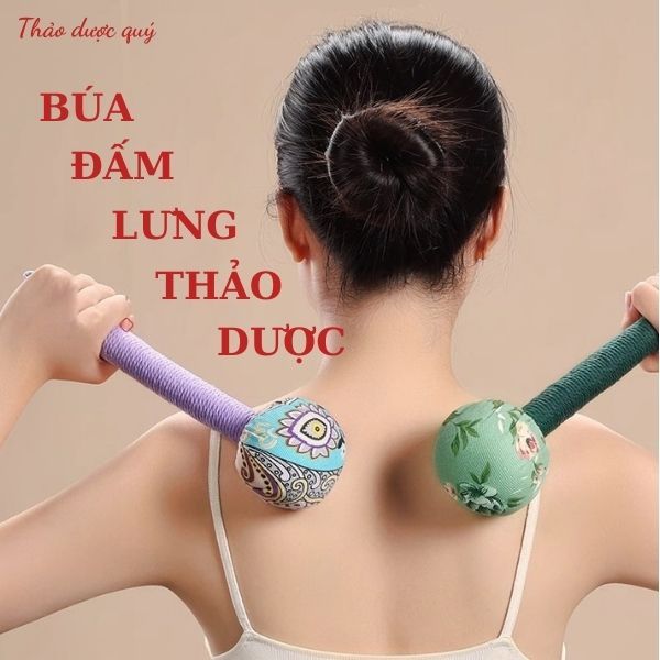 Búa dưỡng sinh thảo dược đấm lưng cán dài 31cm tiện dụng, giảm đau nhức mỏi cổ gáy, lưng, tay chân