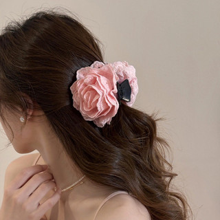 Kẹp tóc hoa hồng kẹp tóc hình cá mập hoa đỏ hoa trắng phong cách retro cổ điển phụ kiện nữ