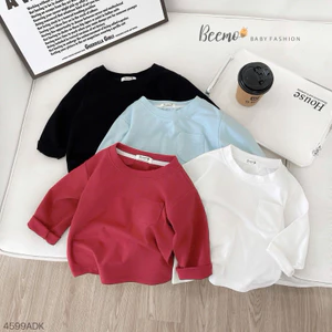 Áo thun dài tay Beemo in chữ Mery cho bé trai chất liệu cotton thoáng mát bé mặc đi học đi chơi