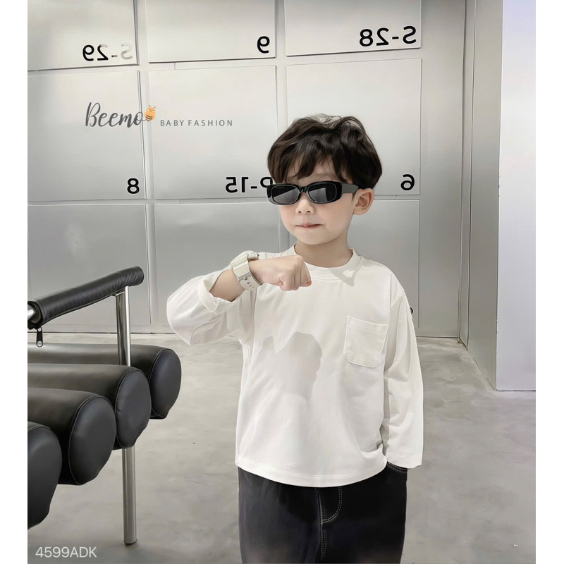 Áo thun dài tay Beemo in chữ Mery cho bé trai chất liệu cotton thoáng mát bé mặc đi học đi chơi
