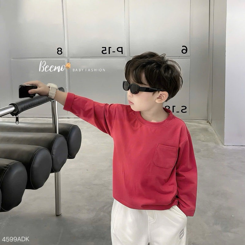 Áo thun dài tay Beemo in chữ Mery cho bé trai chất liệu cotton thoáng mát bé mặc đi học đi chơi