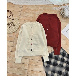 GX3 Áo Cadigan Nữ Phối Cúc Ngọc Sắc Màu, Áo Khoác Len Cài Cúc Dáng Vừa