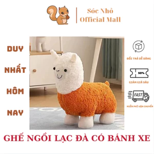 Xe chòi chân thú bông lạc đà - ghế ngồi lạc đà alpacađáng yêu cho bé 1-3 tuổi có bánh xe di chuyển