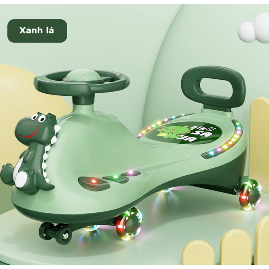 Xe lắc khủng long cao cấp tải siêu lớn có nhạc, đèn , tựa lưng tải trọng 80 kg - cho bé 1 2 3 tuổi