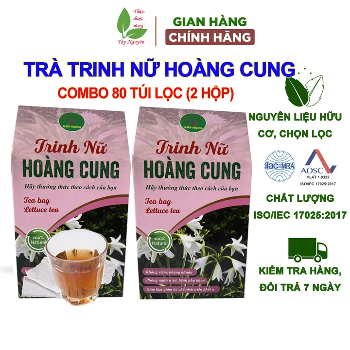 80 gói trà trinh nữ hoàng cung xạ đen Bảo Khang, trà túi lọc trinh nữ hoàng cung + tam thất + xạ đen