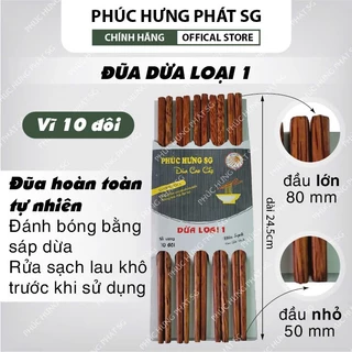 Đũa Dừa Loại 1 – Vỉ 10 Đôi – Gỗ Dừa Bến Tre Tự Nhiên, An Toàn Cho Sức Khỏe