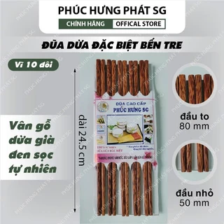Đũa Gỗ Dừa Bến Tre – Loại Đặc Biệt Bền Đẹp, Vỉ 10 Đôi, Dài 24cm, Tự Nhiên An Toàn
