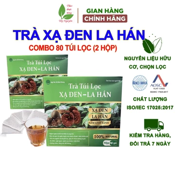 80 gói trà túi lọc xạ đen la hán, nấm lim xanh, trà xạ đen, trà nấm lim xanh
