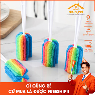Cây Rửa Cốc Ly 7 Màu - Dụng Cụ Cọ Bọt Biển Rửa Vệ Sinh Bình Sữa