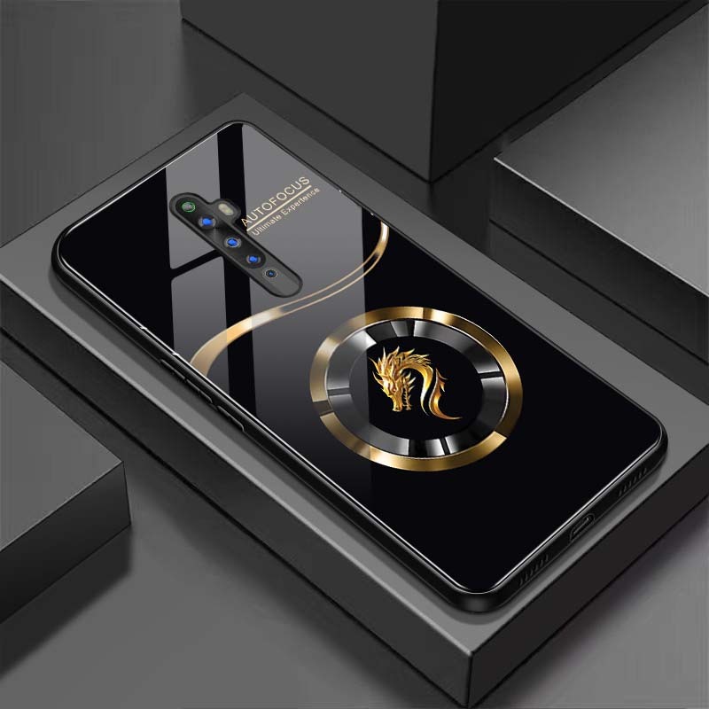 Ốp Lưng cho OPPO RENO 2F Mặt lưng kính cường lực, cao cấp Họa tiết