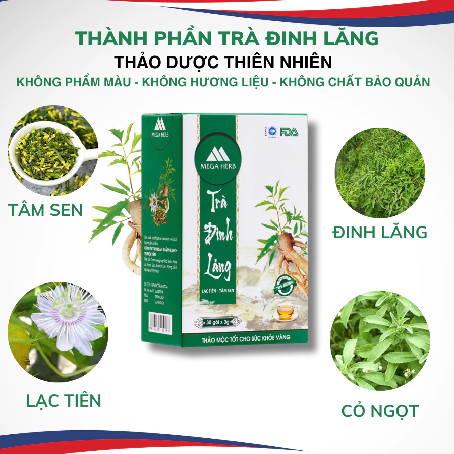 Trà Đinh Lăng Tâm Sen MEGA HERB