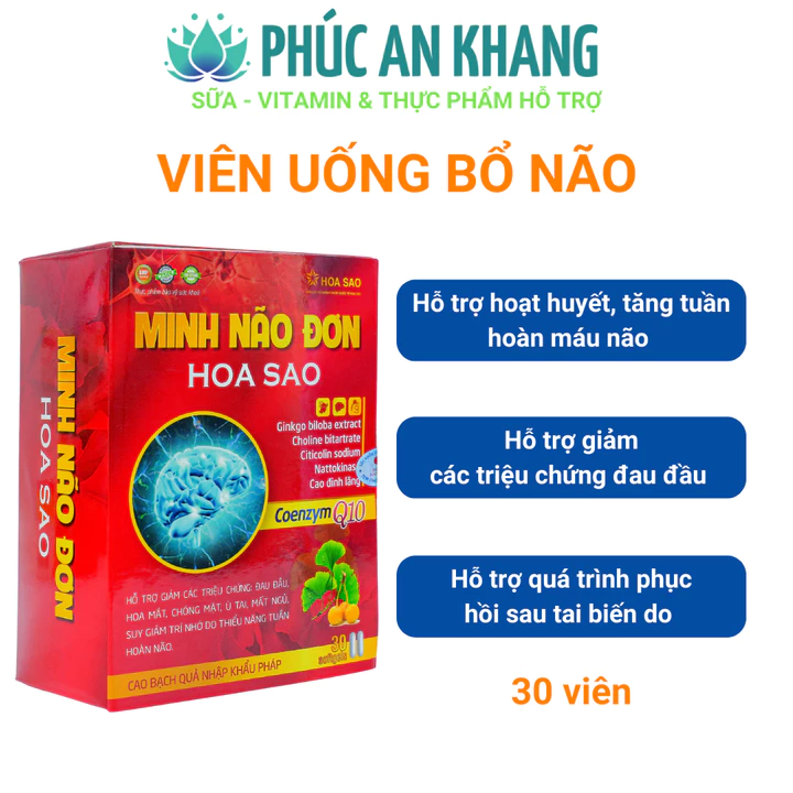 Viên Uống Hoạt Huyết Dưỡng Não Minh Não Đơn Hỗ Trợ Hoạt Huyết Phòng Suy Giảm Trí Nhớ Thiểu Năng Tuần Hoàn máu
