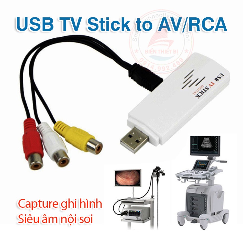 USB TV Stick ghi hình AV RCA sang USB 2.0 chụp ảnh máy Siêu âm nội soi ...