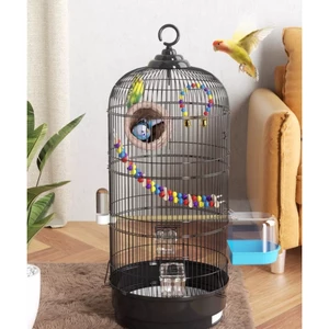 Lồng Chim Tròn Kim Loại Sơn Tĩnh Điện Cao 74cm Cho Vẹt Chào Mào Khướu